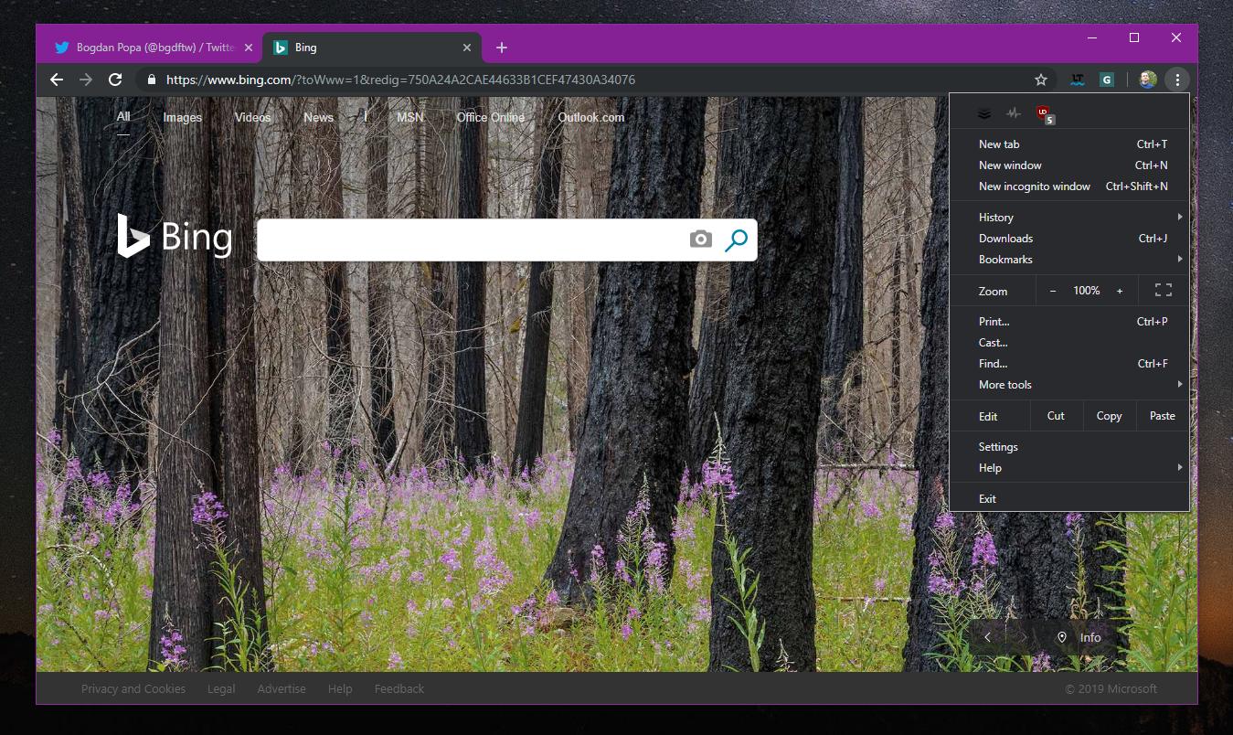 how to enable dark mode on bing